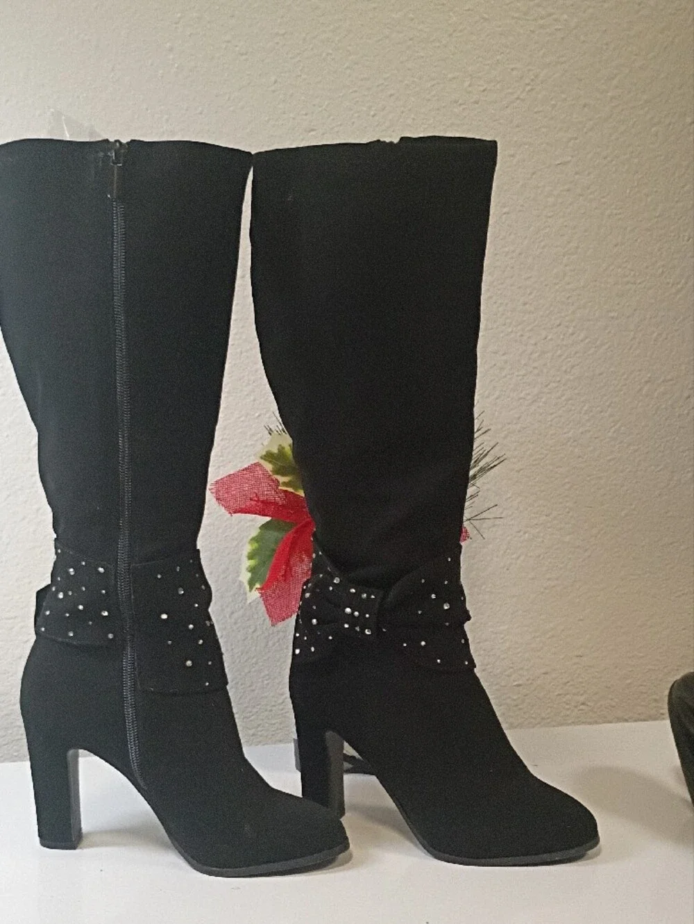 Impo Black Over-the-Knee Boots with Studded Band